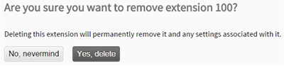 Confirm deleting extension