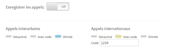 Appels interurbains des postes téléphoniques
