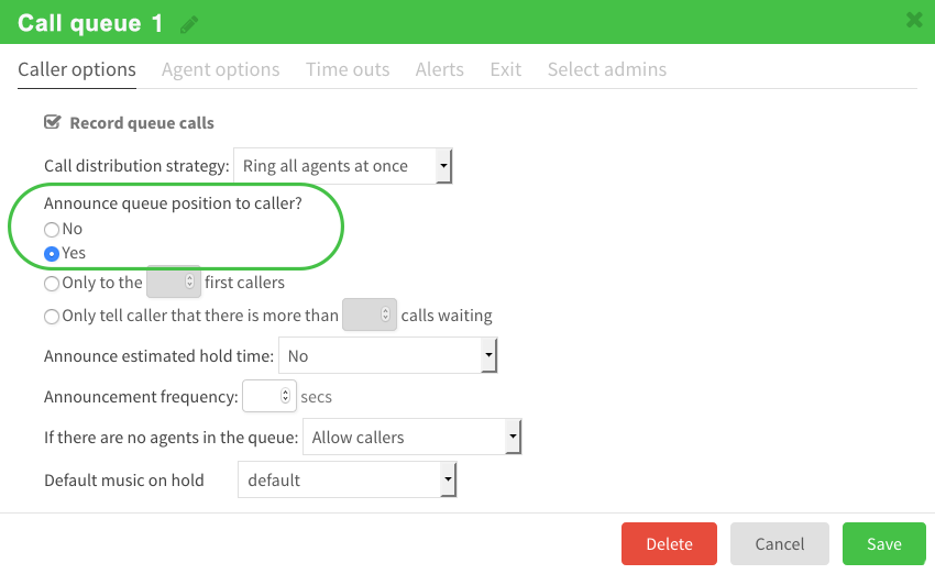 Position for Call-Back