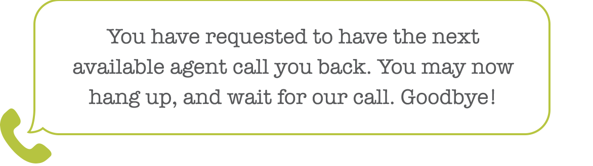 Hang up and wait for Call-Back