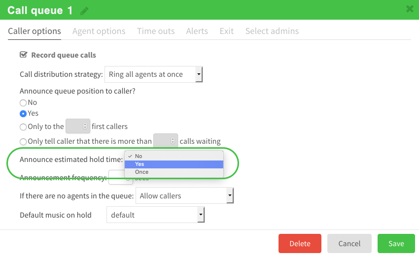 Hold time for Call-Back