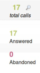 Statistics of answered and abandoned calls